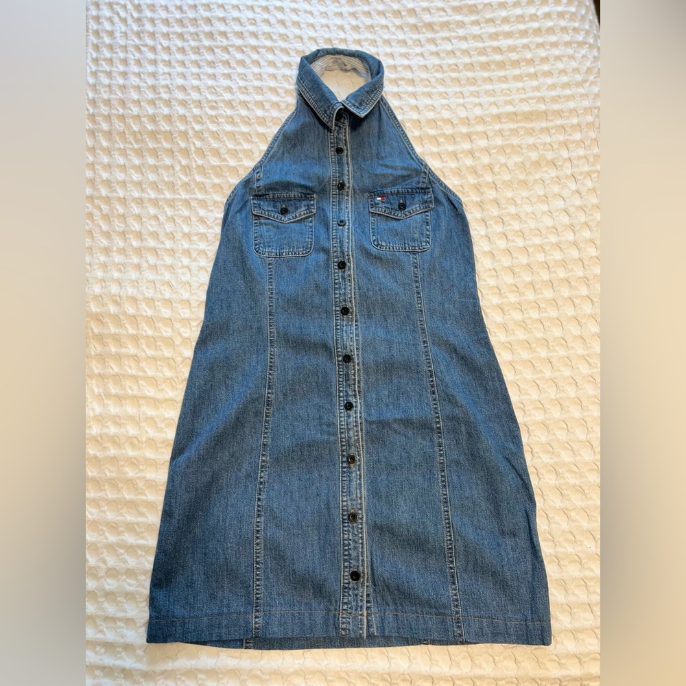 Tommy Hilfiger Jeans Vintage Denim Button-Down Halter Dress